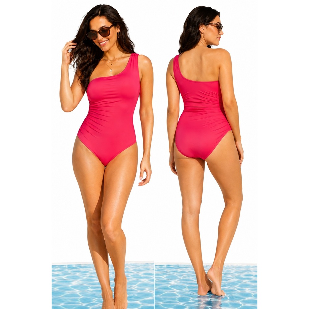 Shade & Shore One Shoulder One Piece Swimsuit Red Size XL New With Tags